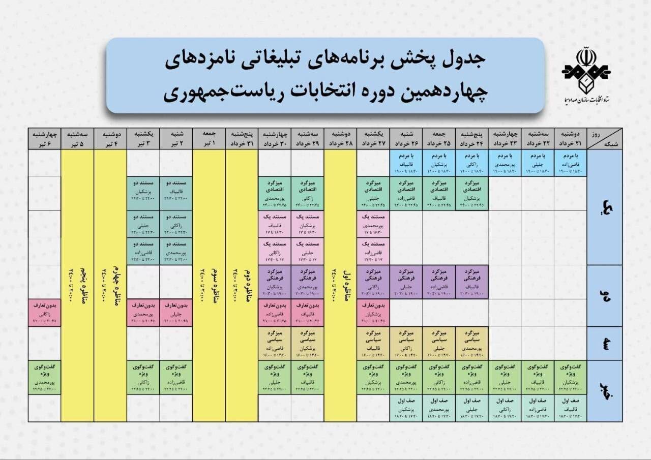 برنامه‌های هفتمین روز تبلیغات نامزد‌های انتخابات در رسانه ملی